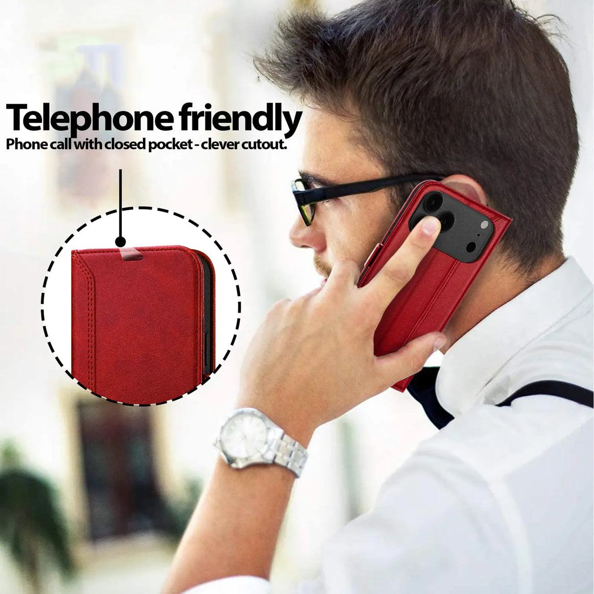 Apple iPhone 17 Pro Klapphülle im Lederlook mit RFID Block in Rot