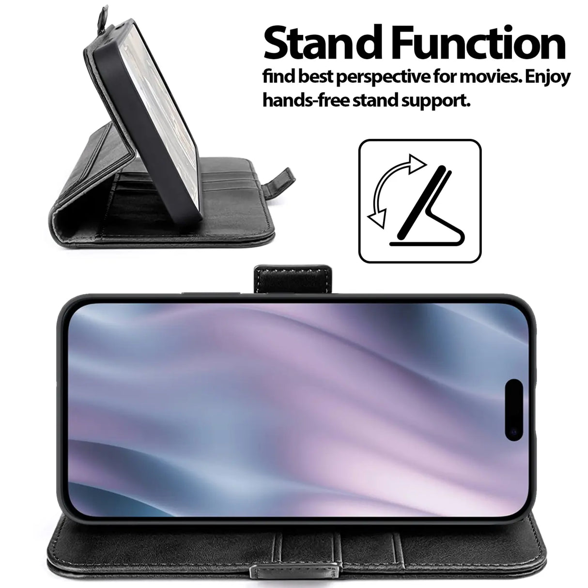 Apple iPhone 17 Pro Klapphülle im Lederlook mit RFID Block in Schwarz