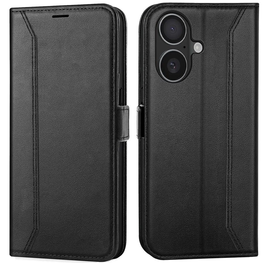 Apple iPhone 17 Klapphülle im Lederlook mit RFID Block in Schwarz