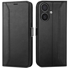 Apple iPhone 17 Klapphülle im Lederlook mit RFID Block in Schwarz