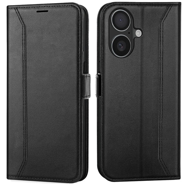 Apple iPhone 17 Klapphülle im Lederlook mit RFID Block in Schwarz