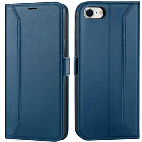 iPhone 7 / 8 / SE 2 / SE 3 Klapphülle im Lederlook mit RFID Block in Blau