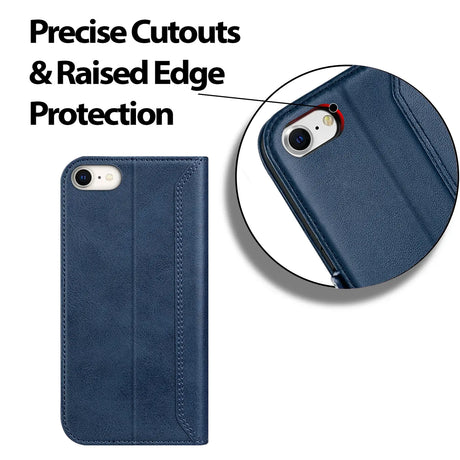 iPhone 7 / 8 / SE 2 / SE 3 Klapphülle im Lederlook mit RFID Block in Blau