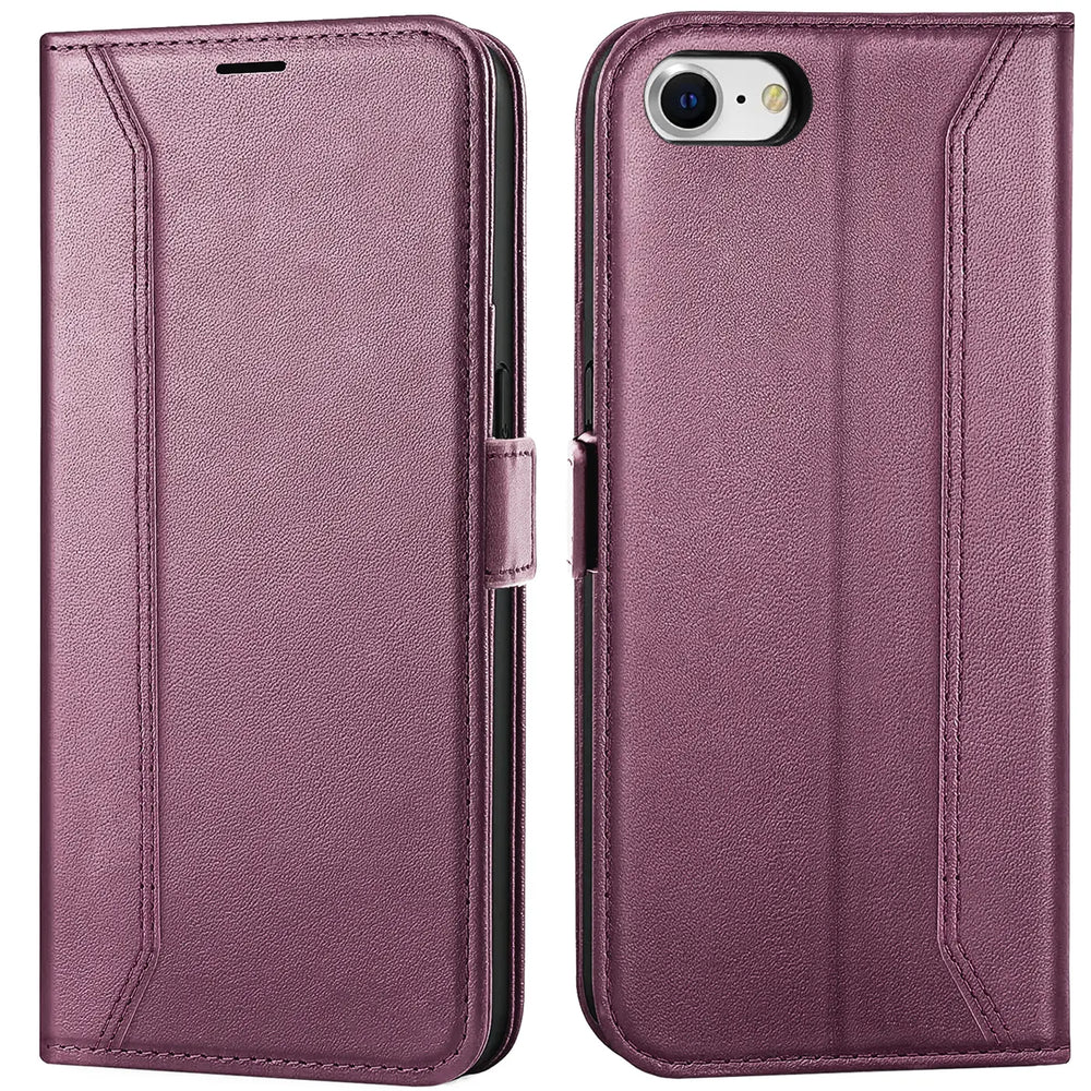 iPhone 7 / 8 / SE 2 / SE 3 Klapphülle im Lederlook mit RFID Block in Lila