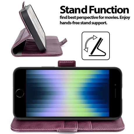 iPhone 7 / 8 / SE 2 / SE 3 Klapphülle im Lederlook mit RFID Block in Lila