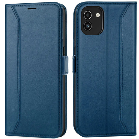 Samsung Galaxy A03 Klapphülle im Lederlook mit RFID Block in Blau