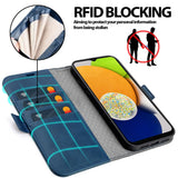 Samsung Galaxy A03 Klapphülle im Lederlook mit RFID Block in Blau