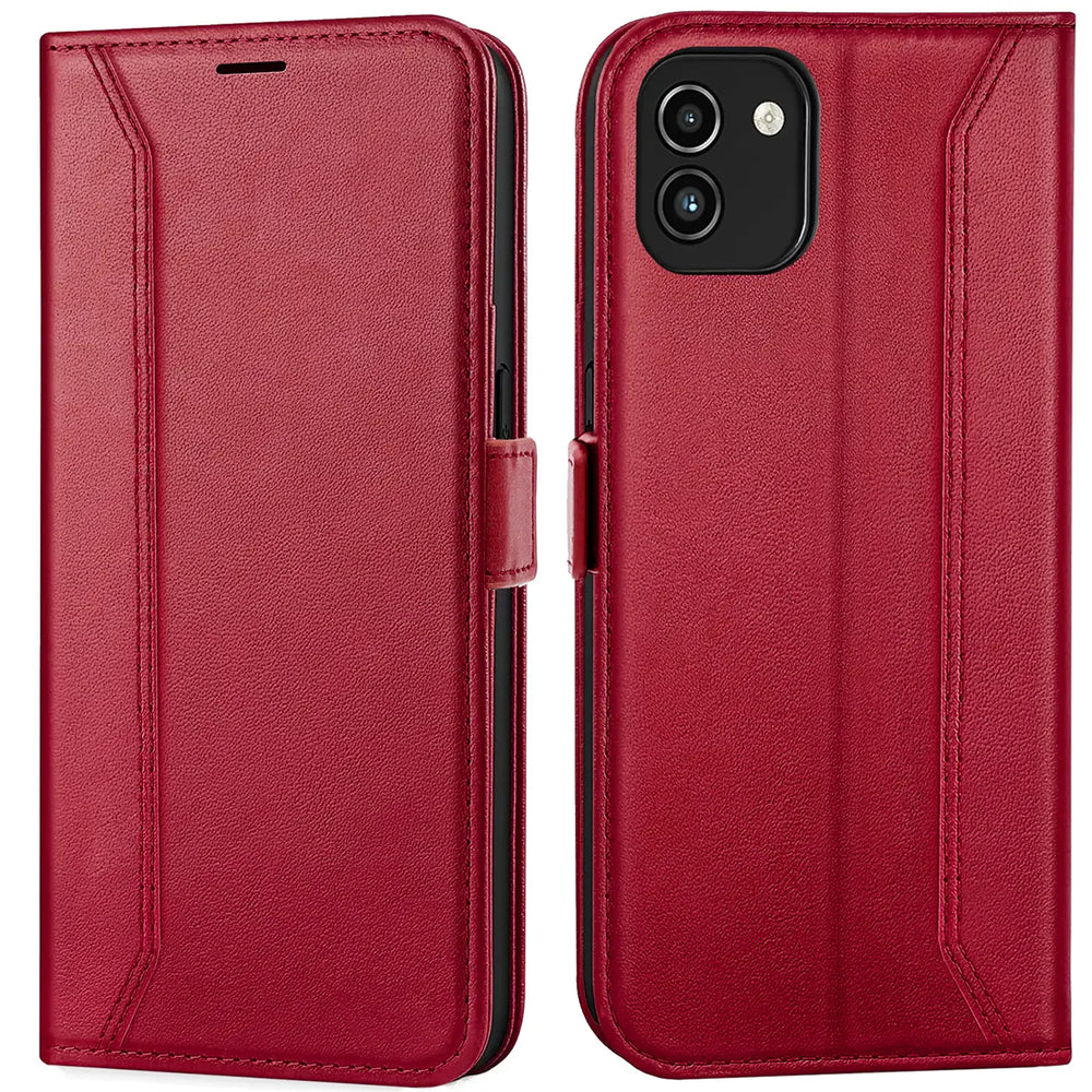 Samsung Galaxy A03 Klapphülle im Lederlook mit RFID Block in Rot