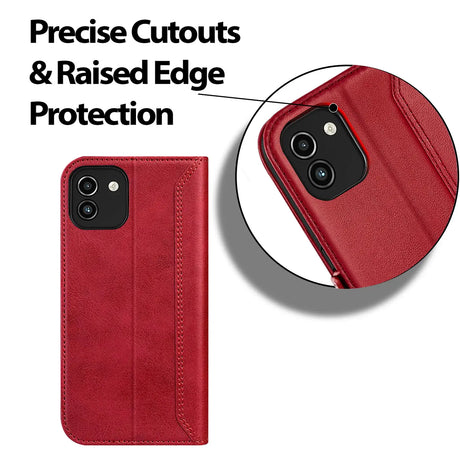 Samsung Galaxy A03 Klapphülle im Lederlook mit RFID Block in Rot