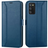 Samsung Galaxy A03s Klapphülle im Lederlook mit RFID Block in Blau