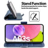 Samsung Galaxy A03s Klapphülle im Lederlook mit RFID Block in Blau