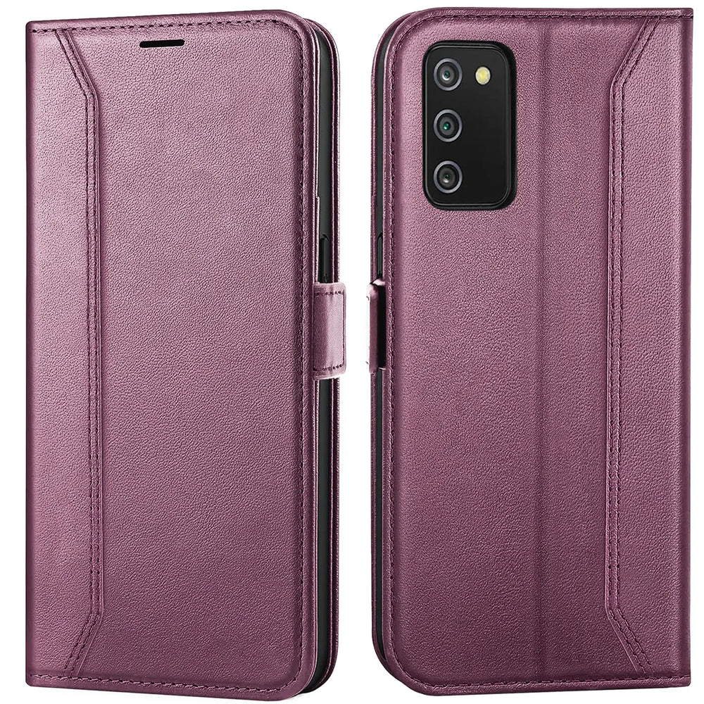 Samsung Galaxy A03s Klapphülle im Lederlook mit RFID Block in Lila
