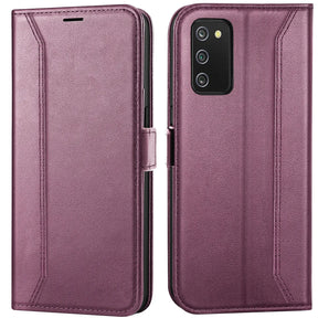 Samsung Galaxy A03s Klapphülle im Lederlook mit RFID Block in Lila