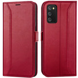 Samsung Galaxy A03s Klapphülle im Lederlook mit RFID Block in Rot