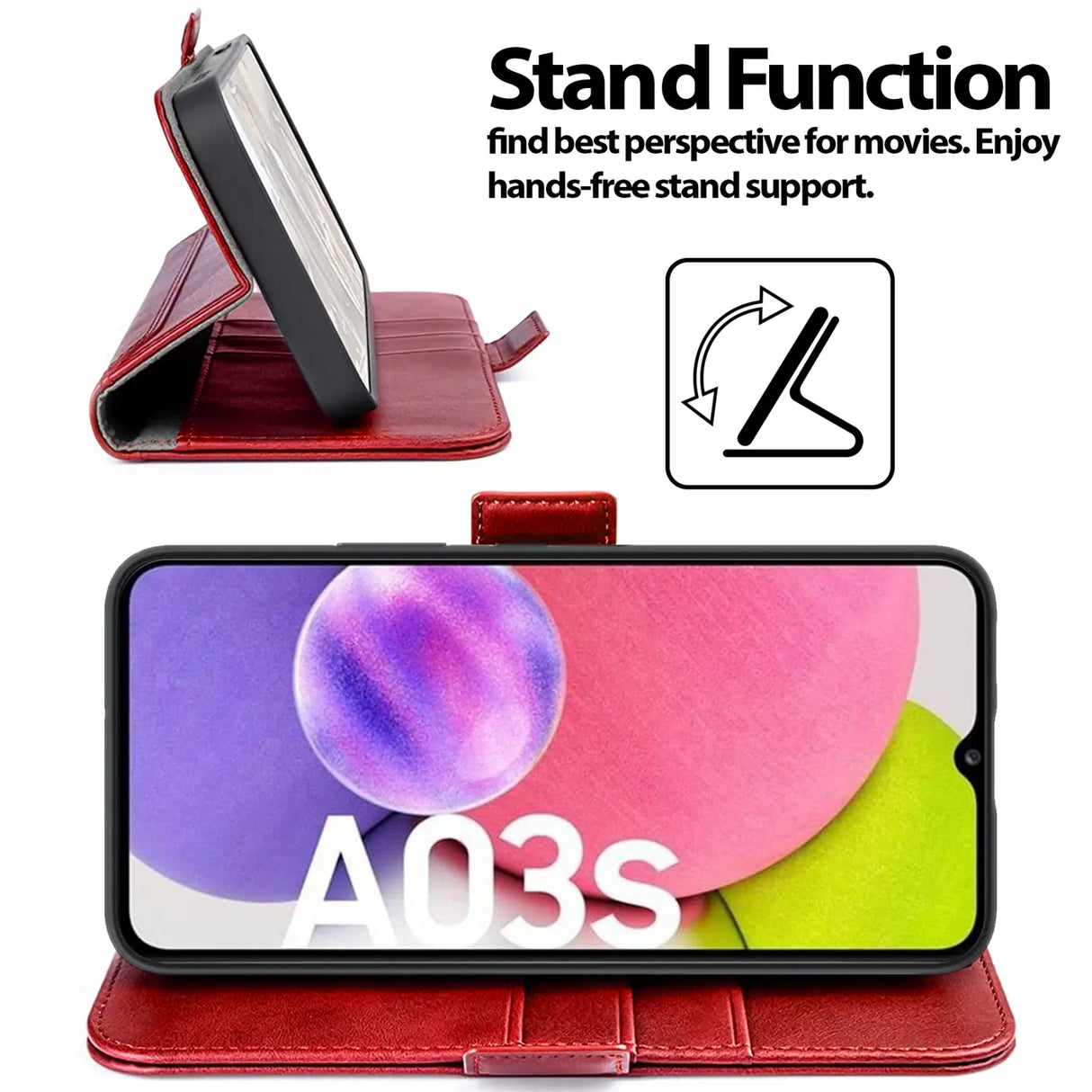 Samsung Galaxy A03s Klapphülle im Lederlook mit RFID Block in Rot