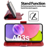 Samsung Galaxy A03s Klapphülle im Lederlook mit RFID Block in Rot
