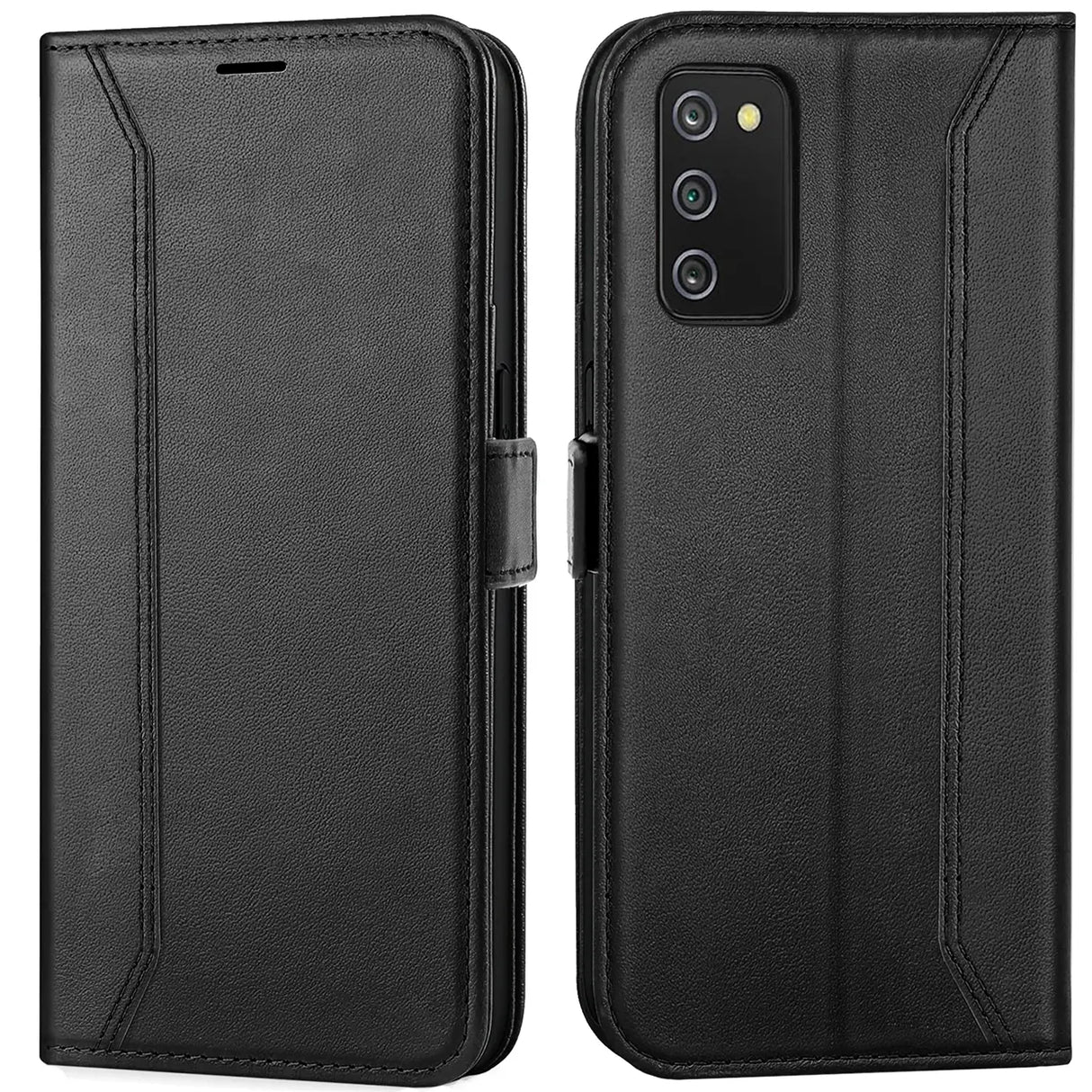 Samsung Galaxy A03s Klapphülle im Lederlook mit RFID Block in Schwarz