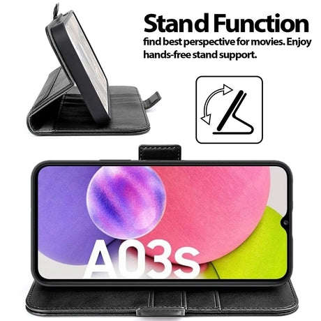 Samsung Galaxy A03s Klapphülle im Lederlook mit RFID Block in Schwarz