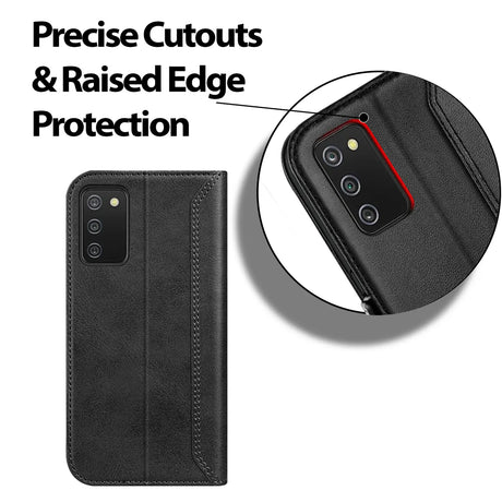 Samsung Galaxy A03s Klapphülle im Lederlook mit RFID Block in Schwarz