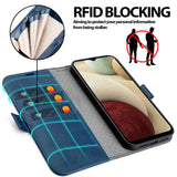 Samsung Galaxy A12 / M12 Klapphülle im Lederlook mit RFID Block in Blau