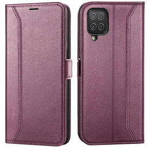Samsung Galaxy A12 / M12 Klapphülle im Lederlook mit RFID Block in Lila