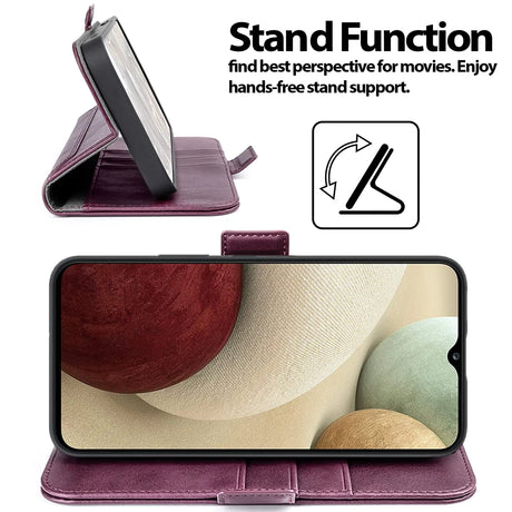 Samsung Galaxy A12 / M12 Klapphülle im Lederlook mit RFID Block in Lila