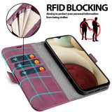 Samsung Galaxy A12 / M12 Klapphülle im Lederlook mit RFID Block in Lila