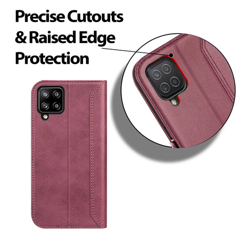 Samsung Galaxy A12 / M12 Klapphülle im Lederlook mit RFID Block in Lila