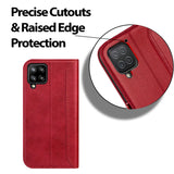 Samsung Galaxy A12 / M12 Klapphülle im Lederlook mit RFID Block in Rot