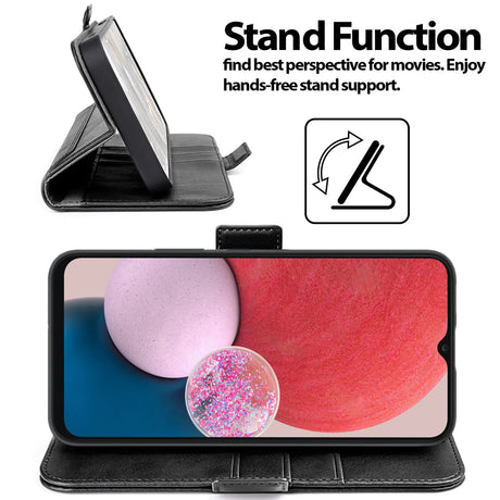 Samsung Galaxy A13 4G Klapphülle im Lederlook mit RFID Block in Schwarz