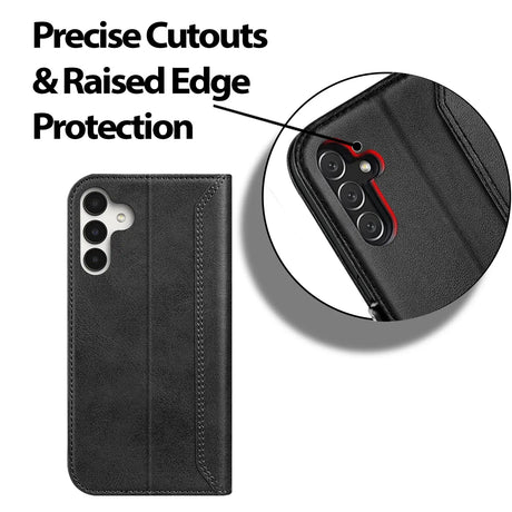 Samsung Galaxy A13 5G / A04s Klapphülle im Lederlook mit RFID Block in Schwarz