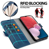 Samsung Galaxy A14 4G / 5G Klapphülle im Lederlook mit RFID Block in Blau