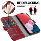 Samsung Galaxy A14 4G / 5G Klapphülle im Lederlook mit RFID Block in Rot