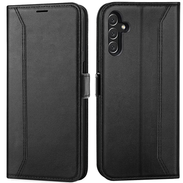 Samsung Galaxy A14 4G / 5G Klapphülle im Lederlook mit RFID Block in Schwarz