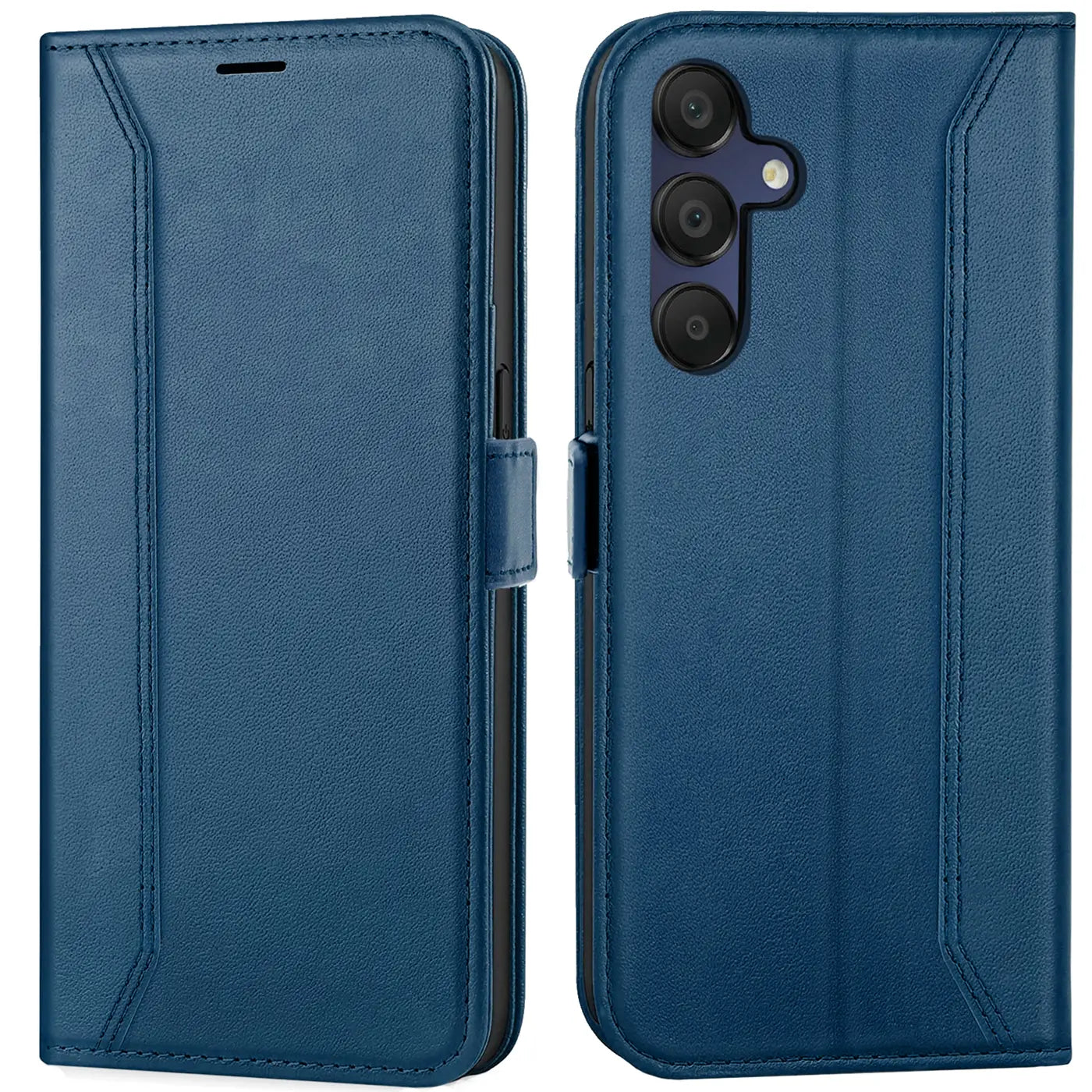 Blaue Kunstleder-Klapphülle, Vorder- und Rückansicht, für Samsung Galaxy A15 4G/5G