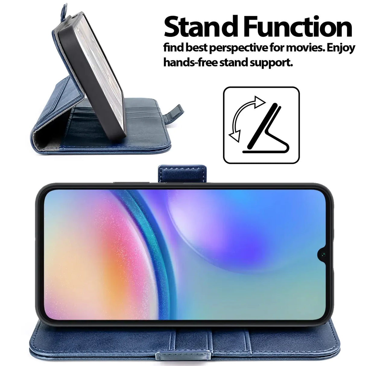 Samsung Galaxy A15 4G / 5G Klapphülle im Lederlook mit RFID Block in Blau
