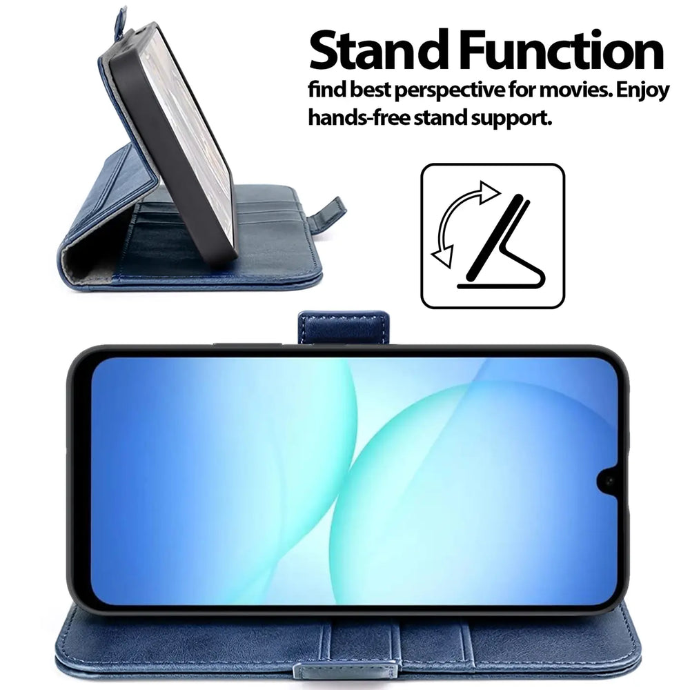 Samsung Galaxy A17 5G Klapphülle im Lederlook mit RFID Block in Blau