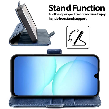 Samsung Galaxy A17 5G Klapphülle im Lederlook mit RFID Block in Blau