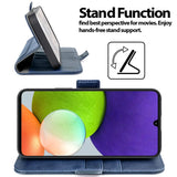 Samsung Galaxy A22 4G / M32 / M22 Klapphülle im Lederlook mit RFID Block in Blau