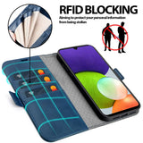Samsung Galaxy A22 4G / M32 / M22 Klapphülle im Lederlook mit RFID Block in Blau