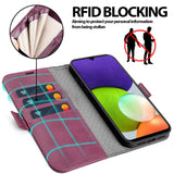 Samsung Galaxy A22 4G / M32 / M22 Klapphülle im Lederlook mit RFID Block in Lila