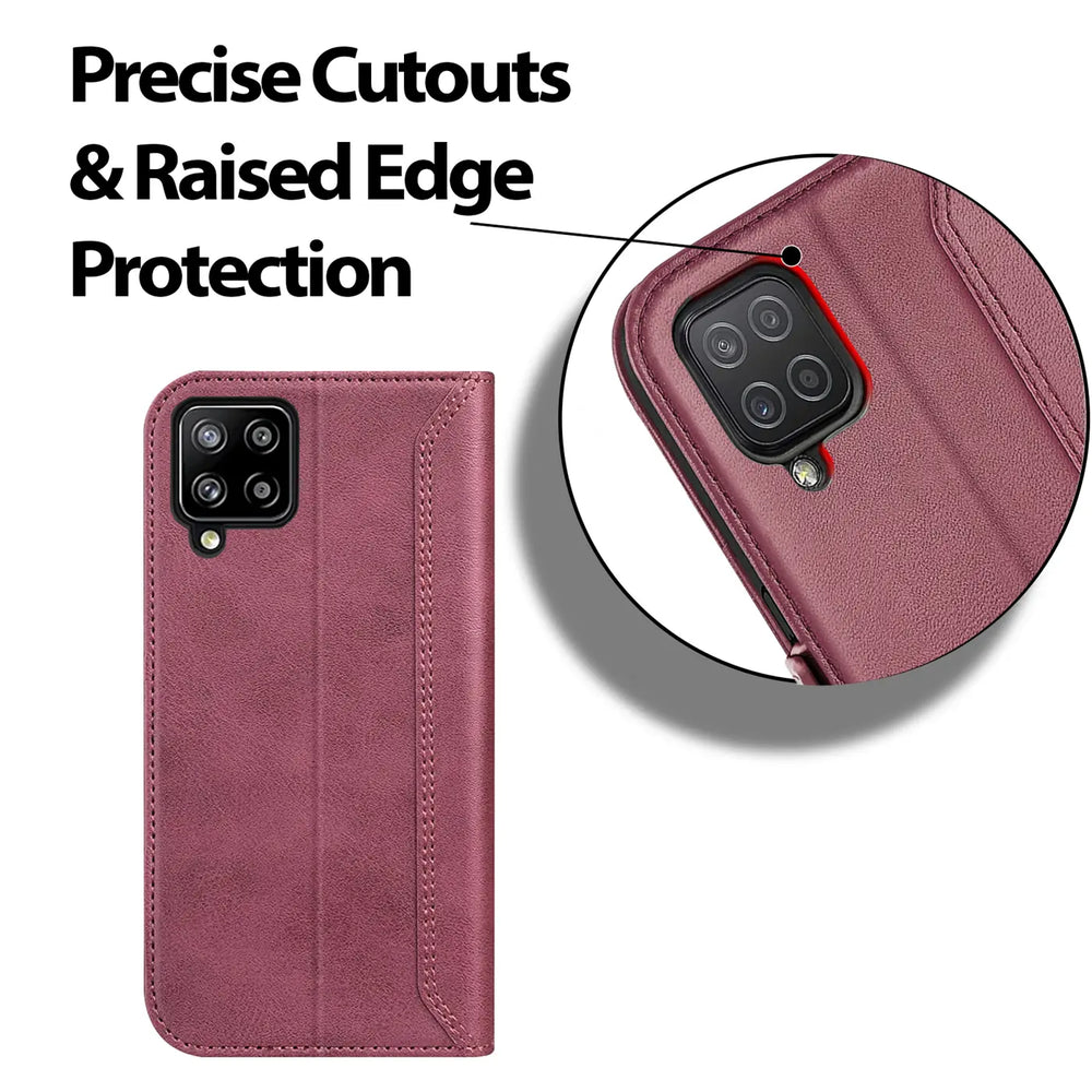 Samsung Galaxy A22 4G / M32 / M22 Klapphülle im Lederlook mit RFID Block in Lila