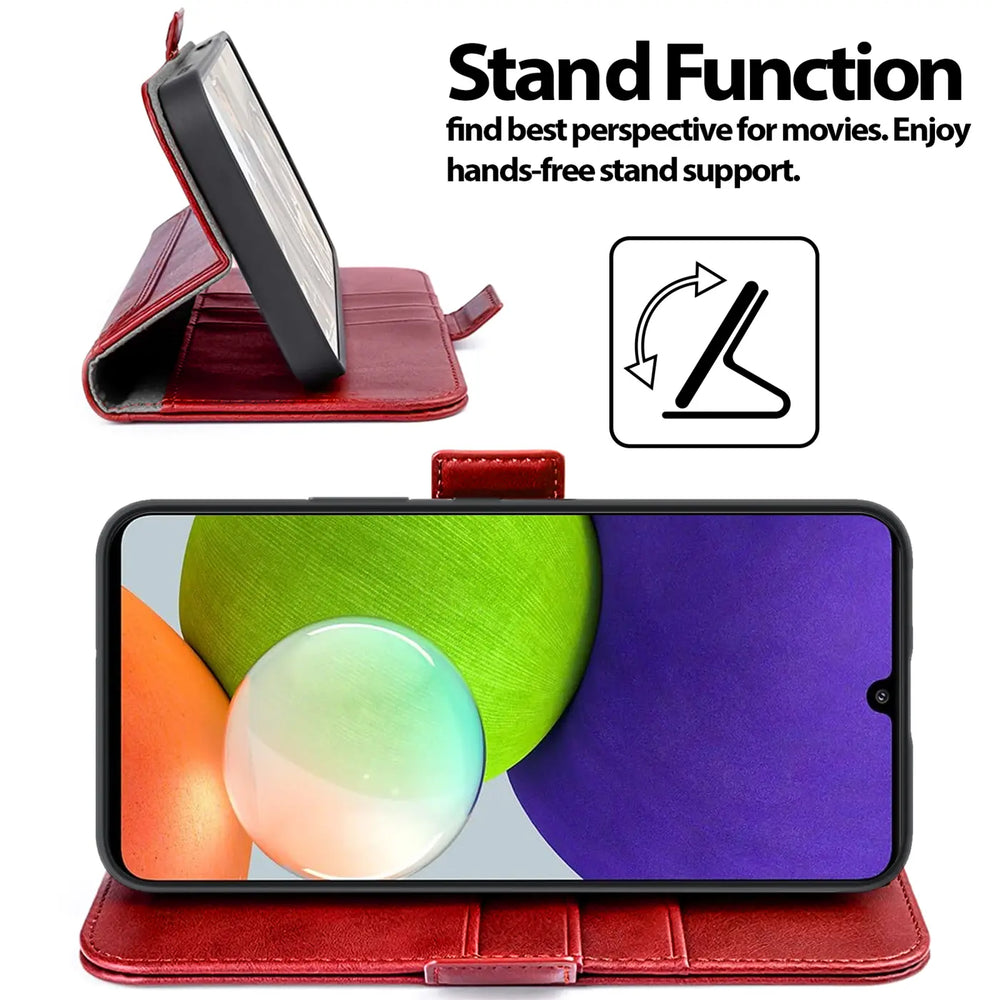 Samsung Galaxy A22 4G / M32 / M22 Klapphülle im Lederlook mit RFID Block in Rot