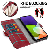 Samsung Galaxy A22 4G / M32 / M22 Klapphülle im Lederlook mit RFID Block in Rot