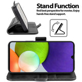 Samsung Galaxy A22 4G / M32 / M22 Klapphülle im Lederlook mit RFID Block in Schwarz
