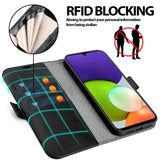 Samsung Galaxy A22 4G / M32 / M22 Klapphülle im Lederlook mit RFID Block in Schwarz