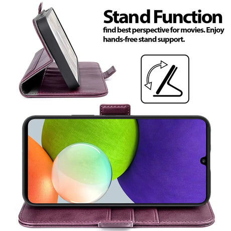 Samsung Galaxy A22 5G Klapphülle im Lederlook mit RFID Block in Lila
