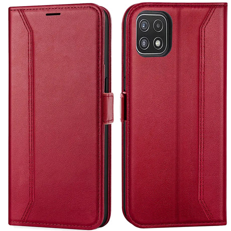Samsung Galaxy A22 5G Klapphülle im Lederlook mit RFID Block in Rot