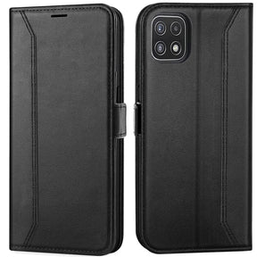 Samsung Galaxy A22 5G Klapphülle im Lederlook mit RFID Block in Schwarz