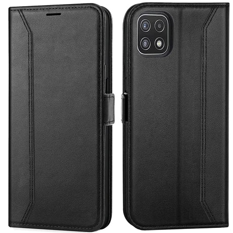 Samsung Galaxy A22 5G Klapphülle im Lederlook mit RFID Block in Schwarz